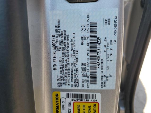 2018 FORD FUSION SE - 3FA6P0H72JR114239