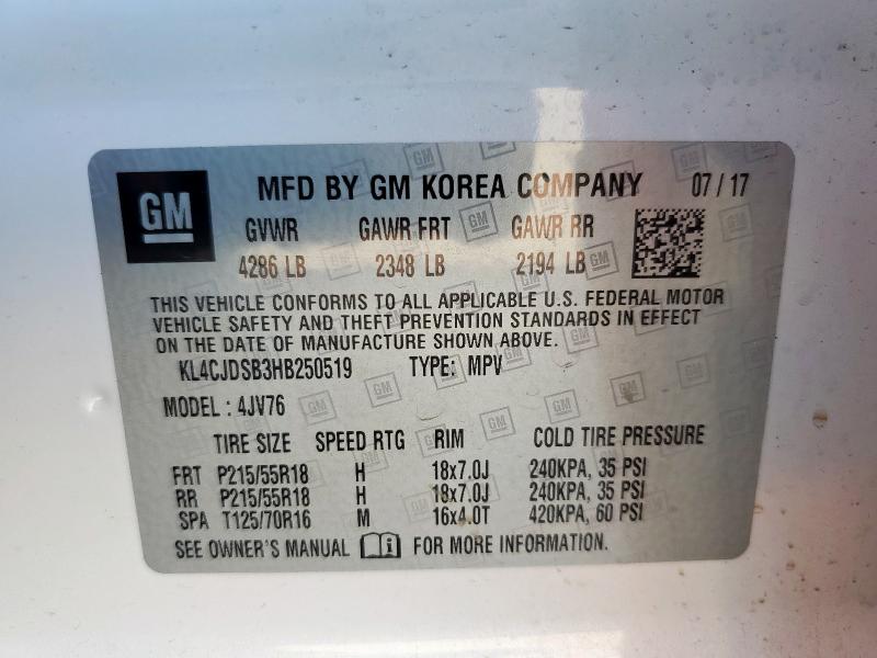 2017 BUICK ENCORE PRE KL4CJDSB3HB250519