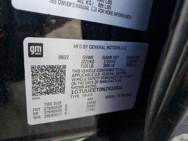 2022 GMC SIERRA K15 1GTUUEET0NZ632831