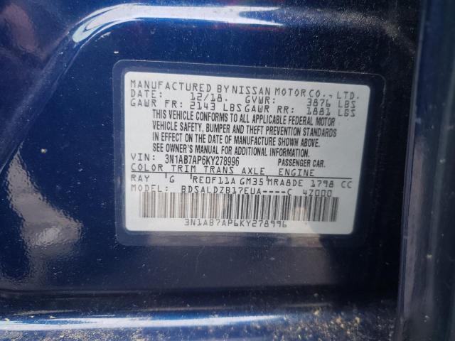 2019 NISSAN SENTRA S 3N1AB7AP6KY278996