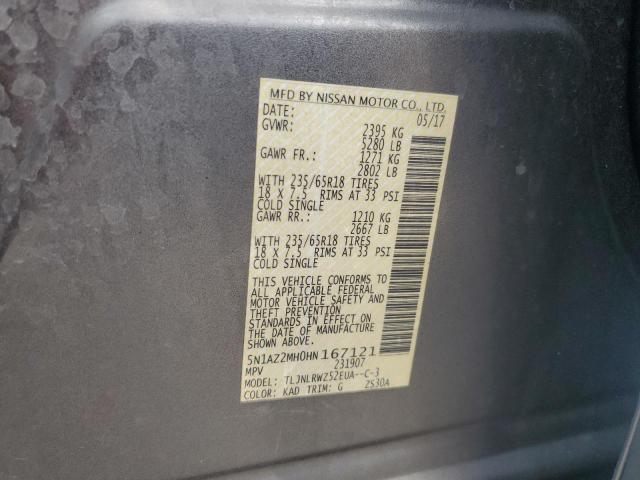 2017 NISSAN MURANO S 5N1AZ2MH0HN167121