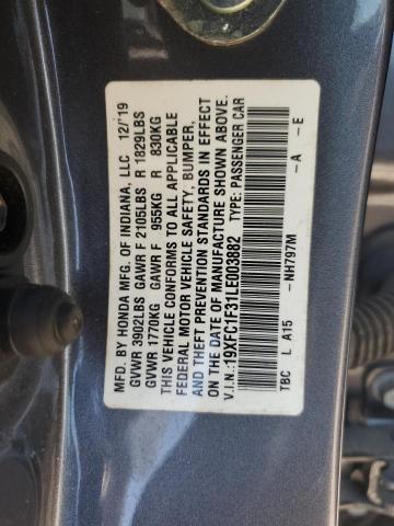 2020 HONDA CIVIC EX 19XFC1F31LE003882