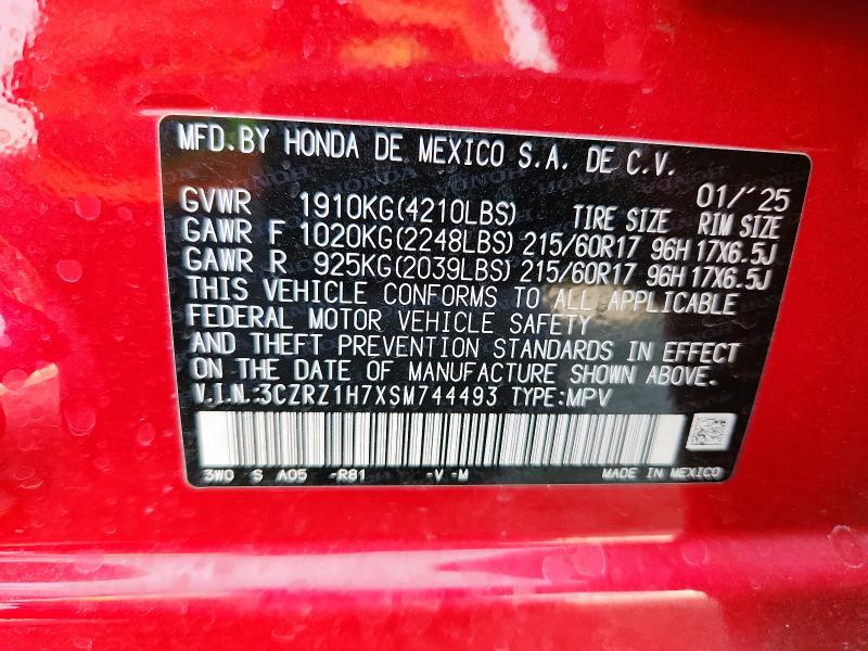 2025 HONDA HR-V EXL 3CZRZ1H7XSM744493