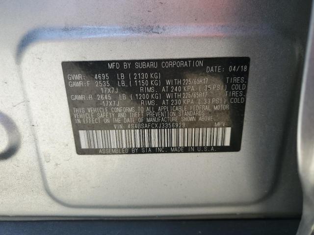 2018 SUBARU OUTBACK 2.5I PREMIUM 4S4BSAFCXJ3356929