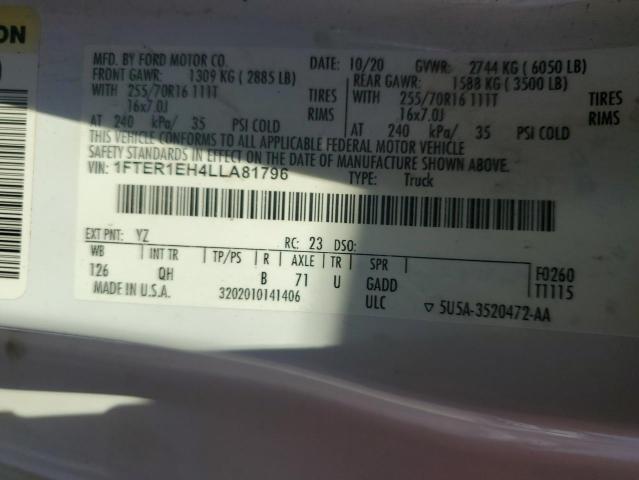 2020 FORD RANGER XL 1FTER1EH4LLA81796