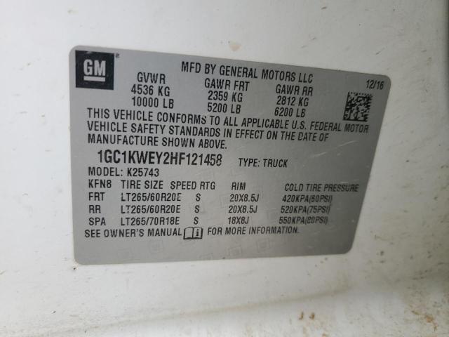 2017 CHEVROLET SILVERADO - 1GC1KWEY2HF121458