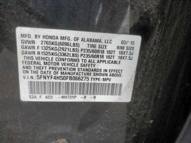 2015 HONDA PILOT EXL 5FNYF4H50FB066275