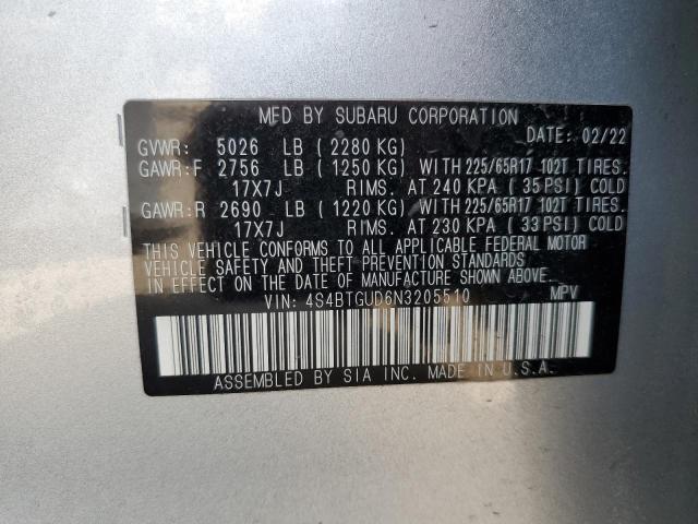 2022 SUBARU OUTBACK WI 4S4BTGUD6N3205510