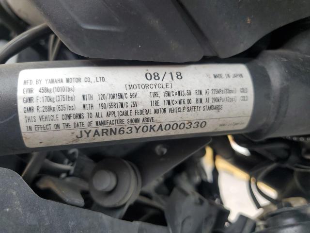2019 YAMAHA MXT850 JYARN63Y0KA000330