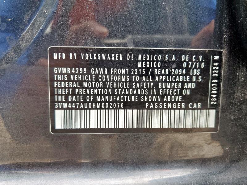 2017 VOLKSWAGEN GTI S/SE 3VW447AU0HM002076