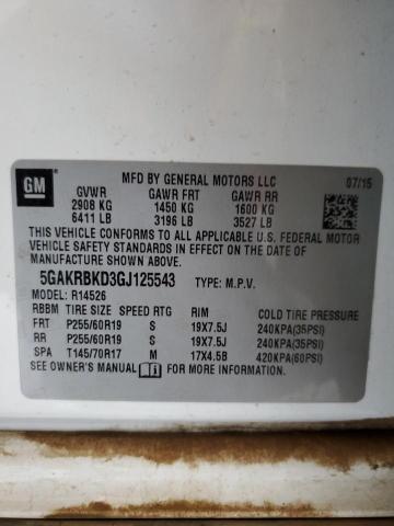 2016 BUICK ENCLAVE 5GAKRBKD3GJ125543