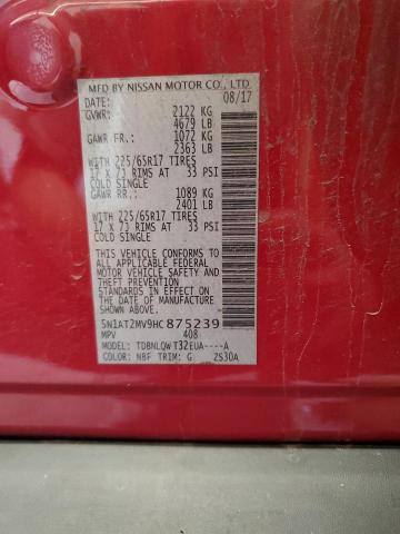 2017 NISSAN ROGUE SV 5N1AT2MV9HC875239