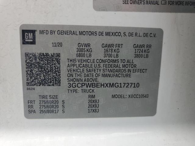 2021 CHEVROLET SILVERADO C1500 CUSTOM 3GCPWBEHXMG172710