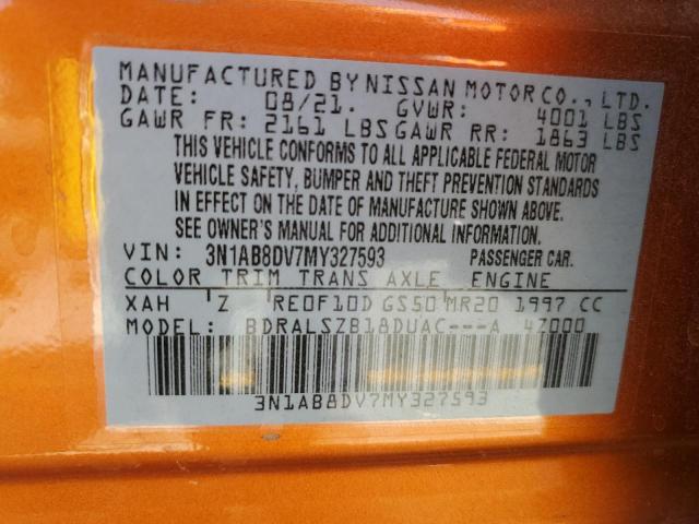 2021 NISSAN SENTRA SR - 3N1AB8DV7MY327593