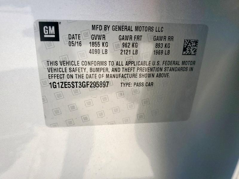 2016 CHEVROLET MALIBU LT 1G1ZE5ST3GF295897