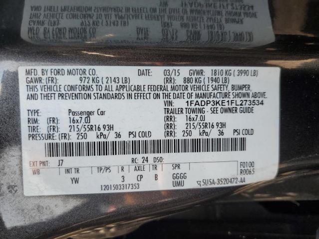 2015 FORD FOCUS SE 1FADP3KE1FL273534