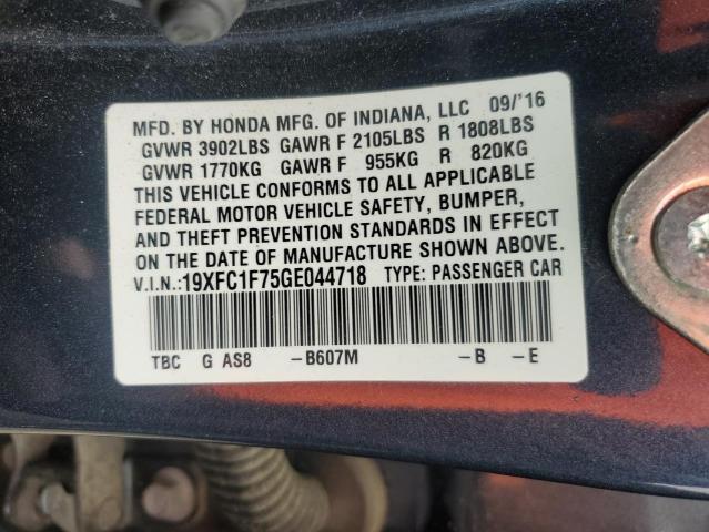 2016 HONDA CIVIC EXL 19XFC1F75GE044718