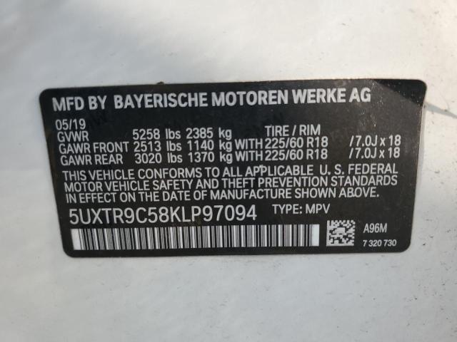 2019 BMW X3 XDRIVE3 5UXTR9C58KLP97094