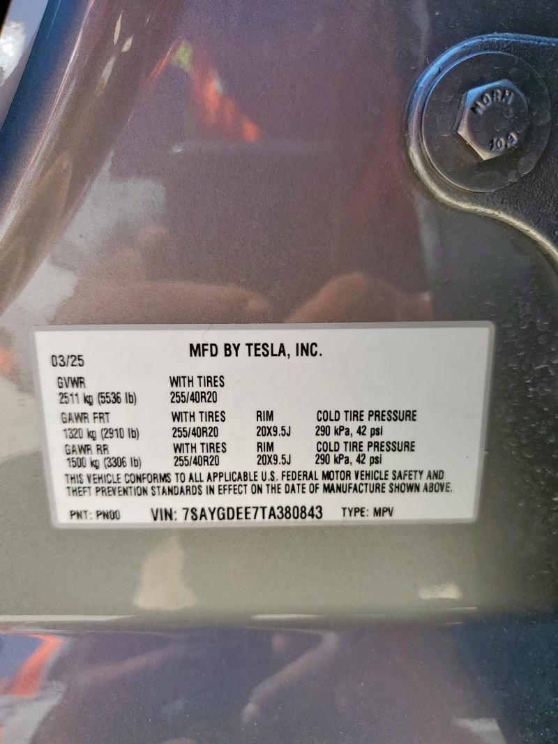 2026 TESLA MODEL Y 7SAYGDEE7TA380843