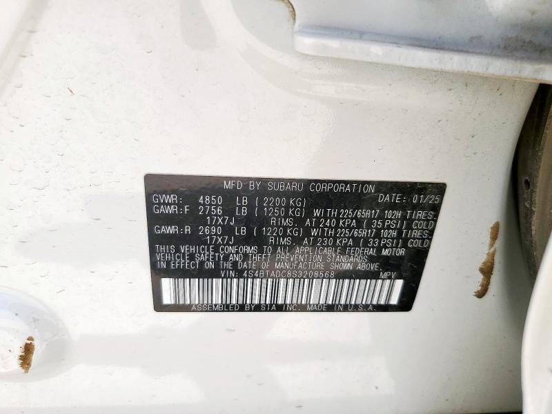 2025 SUBARU OUTBACK PR 4S4BTADC8S3208568