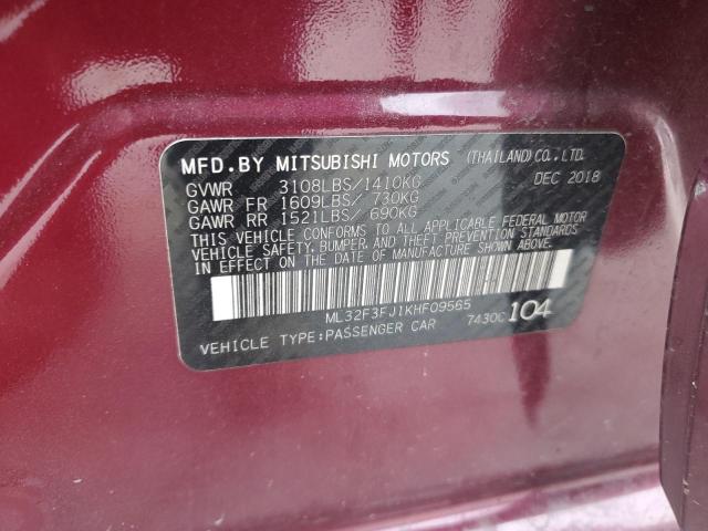 2019 MITSUBISHI MIRAGE G4 ES ML32F3FJ1KHF09565