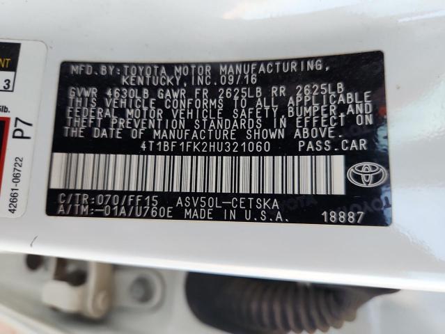 2017 TOYOTA CAMRY LE 4T1BF1FK2HU321060