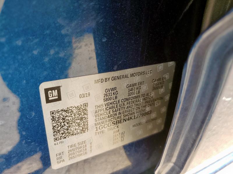 2019 CHEVROLET COLORADO 1GCGSBEN4K1279863