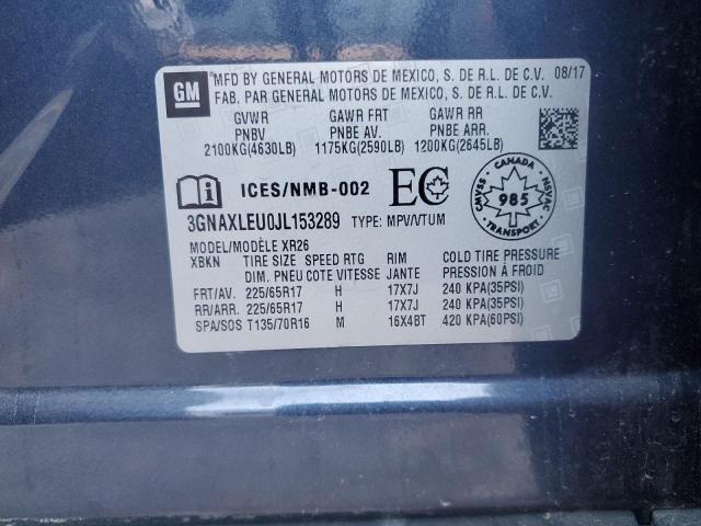 2018 CHEVROLET EQUINOX LT 3GNAXLEU0JL153289