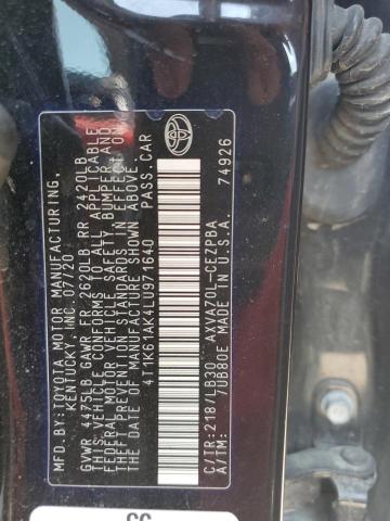 2020 TOYOTA CAMRY XSE 4T1K61AK4LU971640