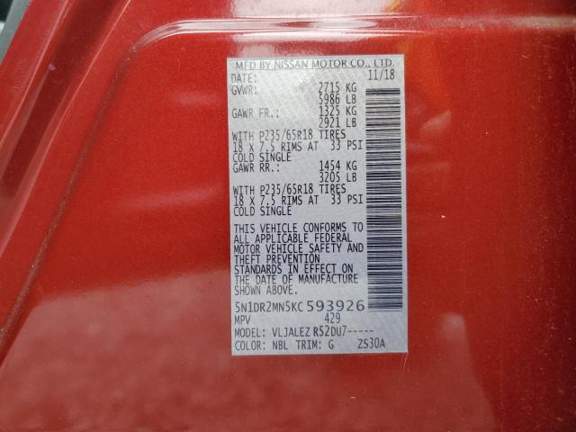 2019 NISSAN PATHFINDER S 5N1DR2MN5KC593926