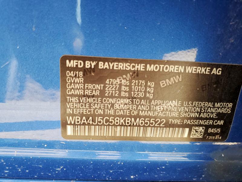 2019 BMW 440I GRAN WBA4J5C58KBM65522