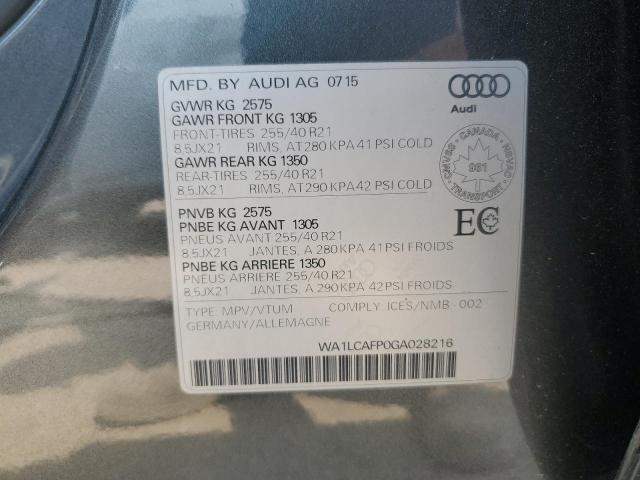 2016 AUDI SQ5 TECHNI WA1LCAFP0GA028216
