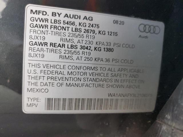 2020 AUDI Q5 PREMIUM WA1ANAFY3L2106566