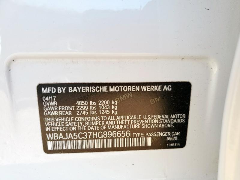 2017 BMW 530 I WBAJA5C37HG896656