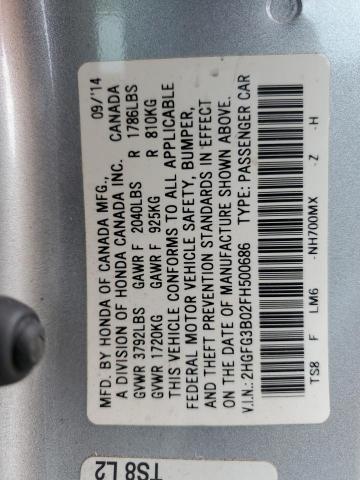 2015 HONDA CIVIC EXL #3310543051