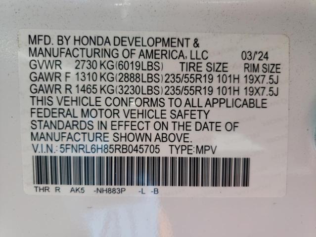 2024 HONDA ODYSSEY TOURING 5FNRL6H85RB045705