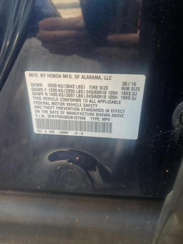 2016 HONDA PILOT EXL 5FNYF6H50GB107548