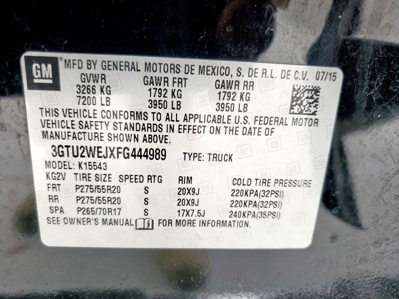 2015 GMC SIERRA K15 3GTU2WEJXFG444989