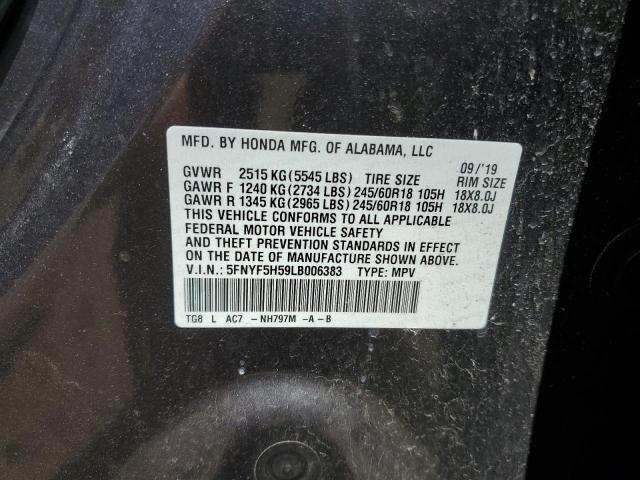 2020 HONDA PILOT EXL - 5FNYF5H59LB006383