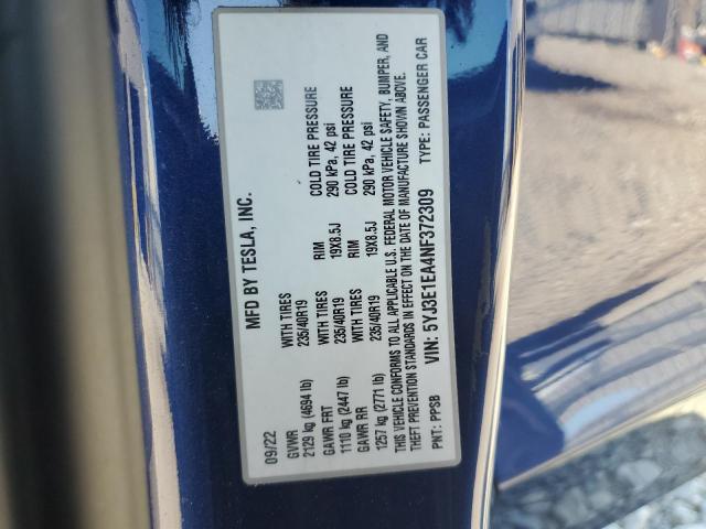 2022 TESLA MODEL 3 5YJ3E1EA4NF372309
