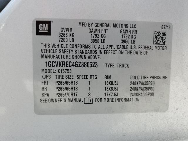 2016 CHEVROLET SILVERADO K1500 LT 1GCVKREC4GZ380523