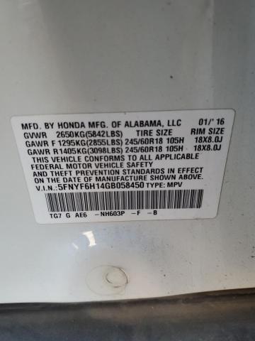 2016 HONDA PILOT LX - 5FNYF6H14GB058450