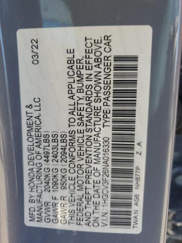 2022 HONDA ACCORD HYB - 1HGCV3F26NA016330