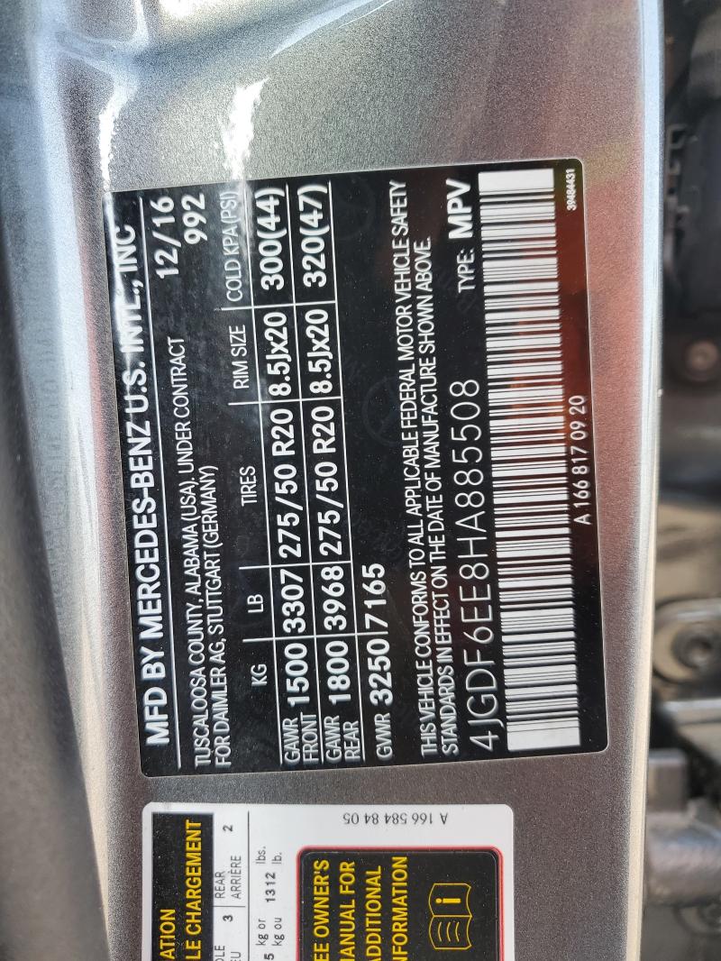 2017 MERCEDES-BENZ GLS 450 4M 4JGDF6EE8HA885508