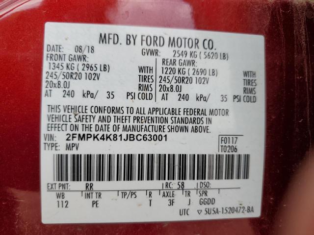2018 FORD EDGE TITAN - 2FMPK4K81JBC63001