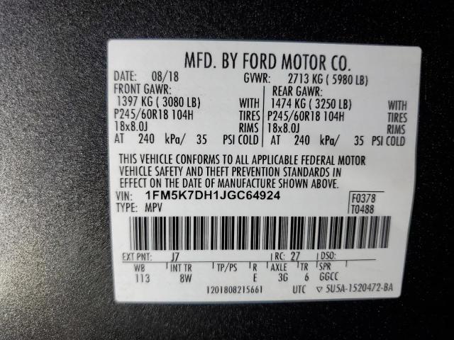 2018 FORD EXPLORER X 1FM5K7DH1JGC64924