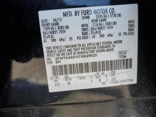 2015 FORD EDGE SPORT 2FMTK4APXFBB25620