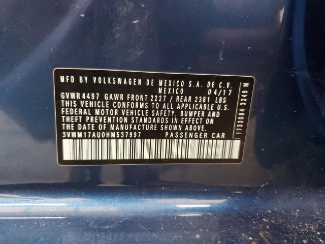 2017 VOLKSWAGEN GOLF ALLTR 3VWM17AU0HM537997