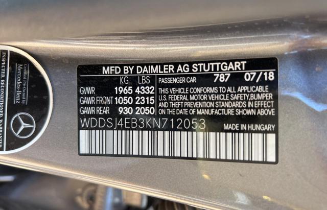 2019 MERCEDES-BENZ CLA 250 WDDSJ4EB3KN712053