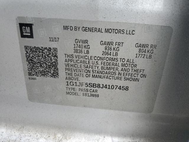 2018 CHEVROLET SONIC PREM 1G1JF5SB8J4107458